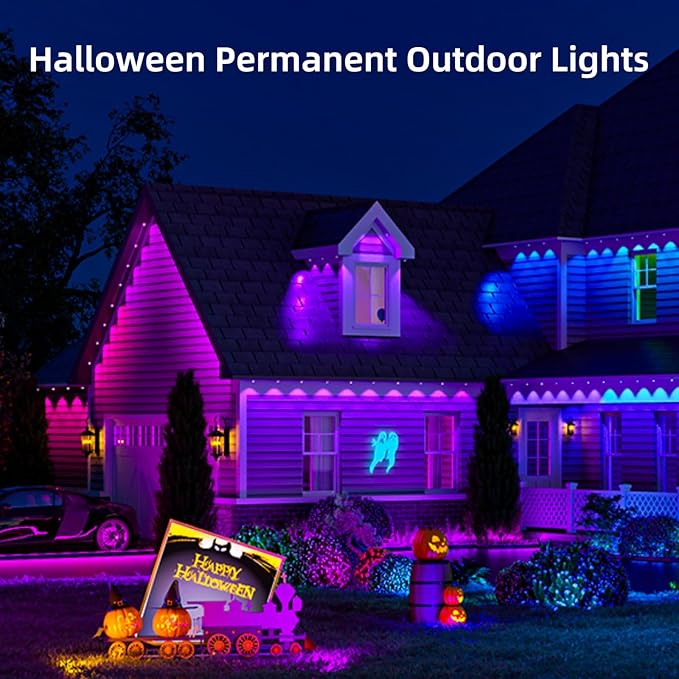 Permanent Outdoor Lights for House,120ft Smart Eave Light with 72 LED,DIY RGB+IC Outdoor Lights for Christmas Party Daily Decorations,IP67,Alexa & Google Assistant Compatible