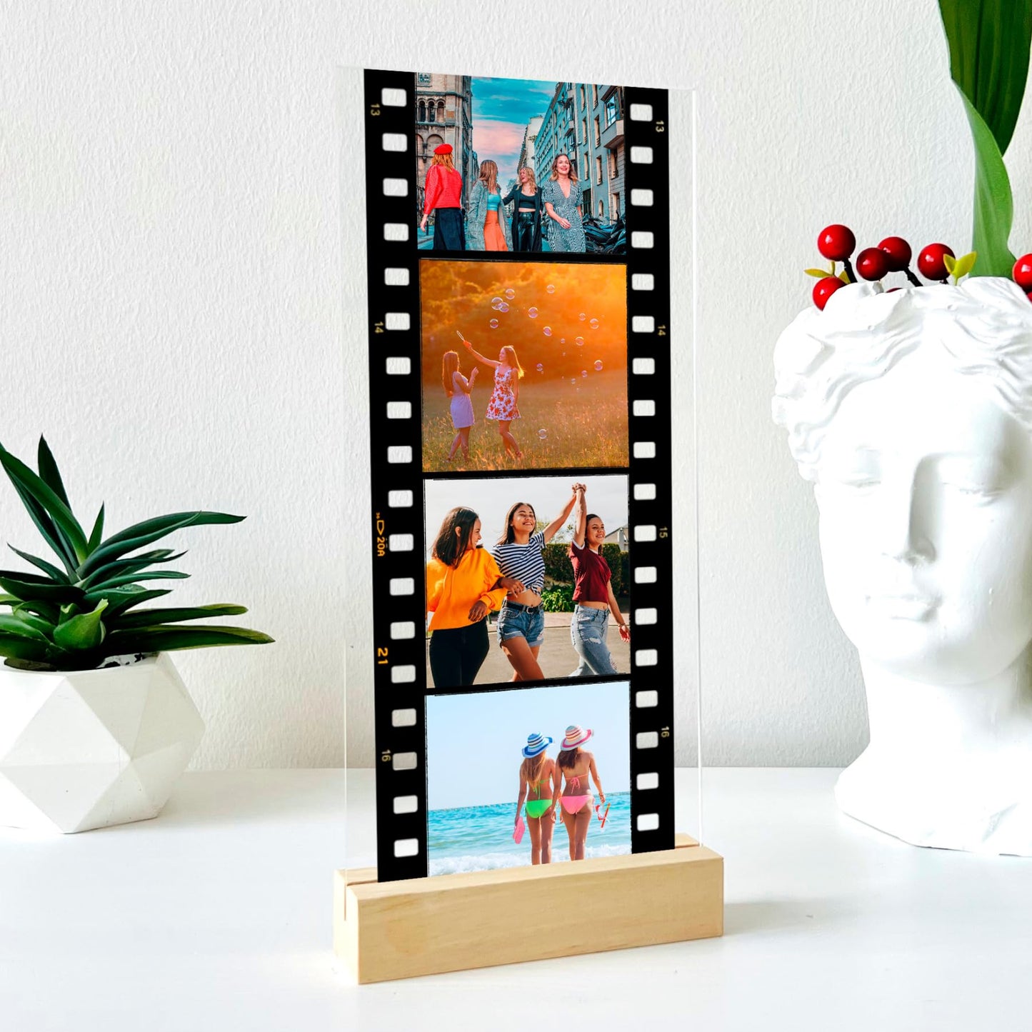 SAME DAY SHIP Retro Photo Film Roll Memory Film Plaque with Stand - Custom Photo Print Gift for Bestie Keepsake Gift for Anniversary Sister Gift Couples Gift Wife Gifts