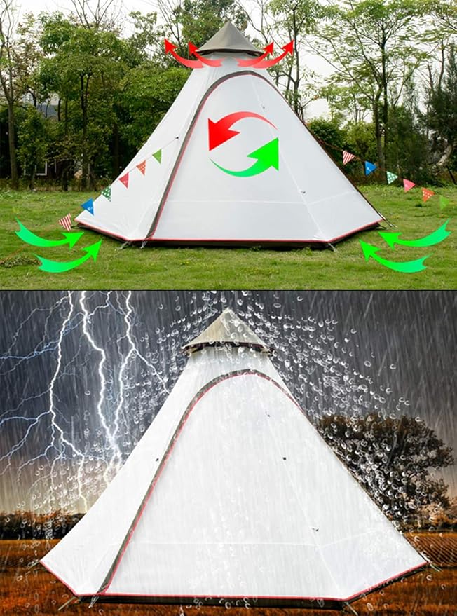 12'x10'x8'Dome Camping Tent 5-6 Person 4 Season Double Layers Waterproof Anti-UV Windproof Tents Family Outdoor Camping Tent