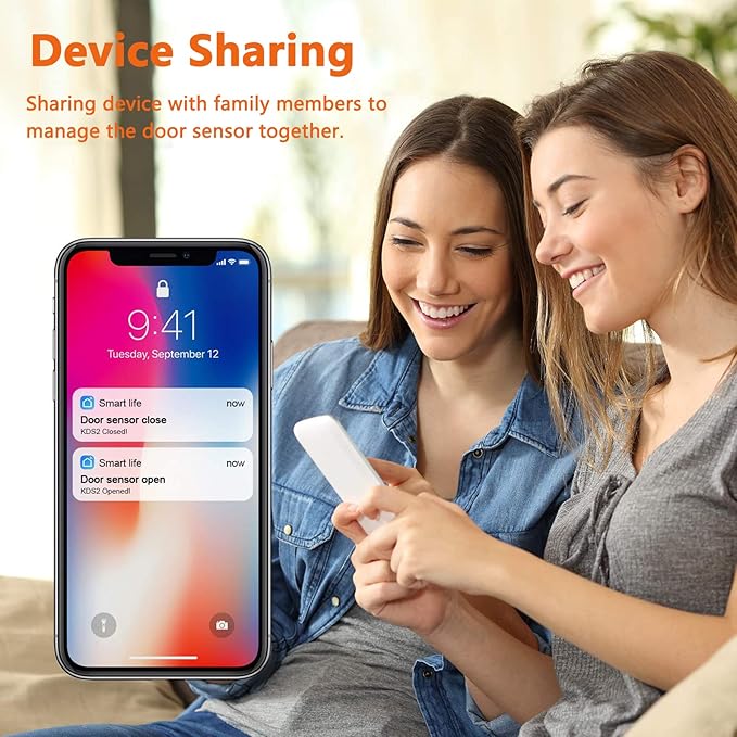Smart Door Sensor Alarm Wireless, WiFi Door Window Detector with 2 Batteries, Smart Linkage Window Door Contact Sensor for Home Security Compatible with Alexa/Google Assistant, No Hub Required, 1 Pack