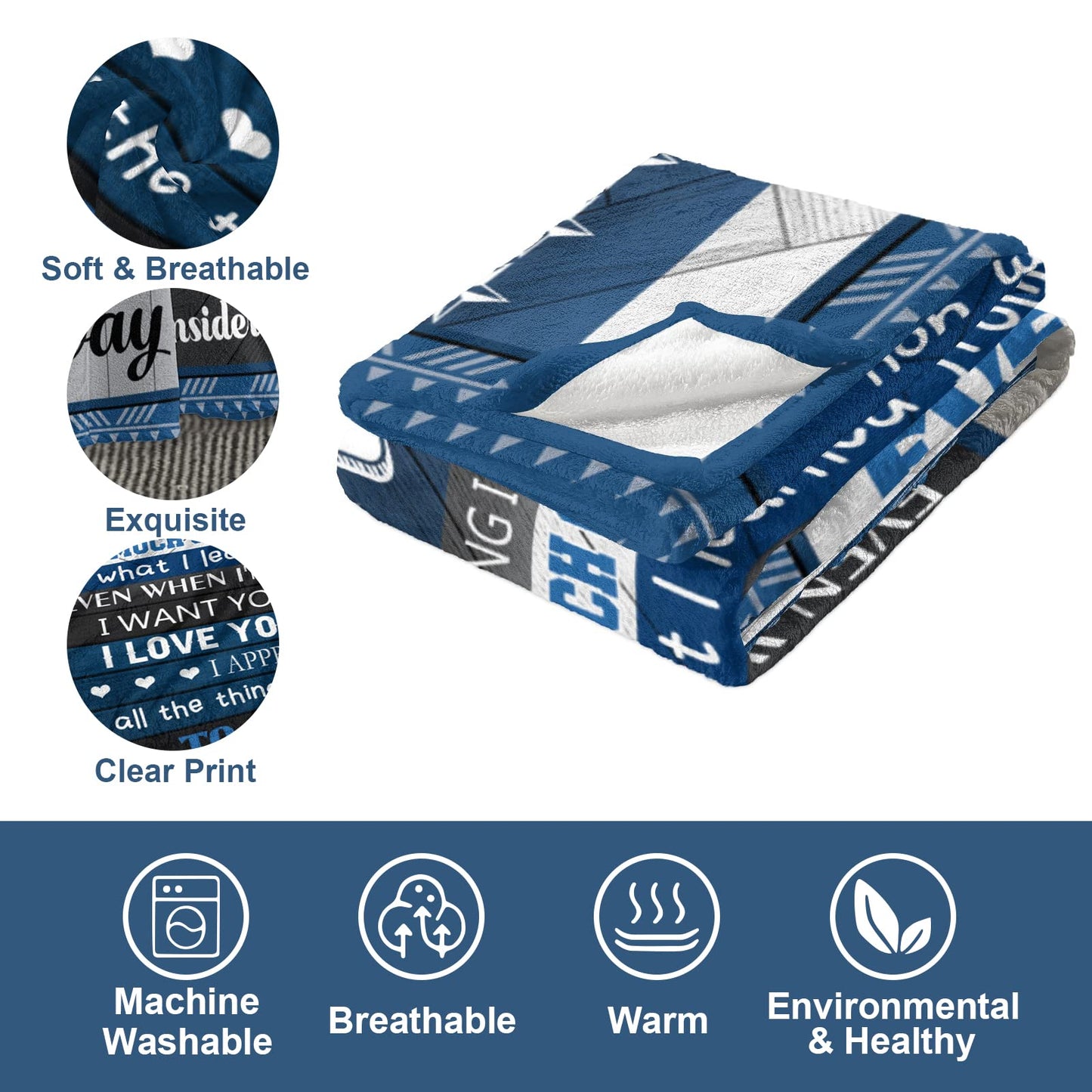 Quilazy Gifts for Dad Blanket, Dad Gifts from Daughter Son, Happy Christmas Father's Day Anniversary Birthday Gift for Dads Who Want Nothing, Best Daddy Dads Father Ever Gifts Throw Blanket 60"X50"