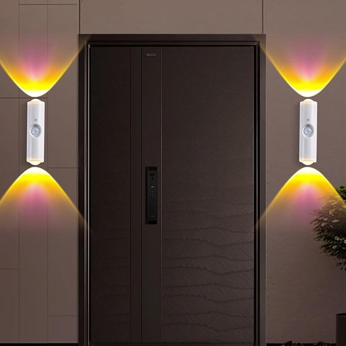 Motion Sensor Wall Lamp - Smart Indoor Night Light Wall Light, Stair Light Rechargeable Sensor Bathroom Light for Bathroom, Bedroom, Living Room, and Courtyard(White, 3 Colors)