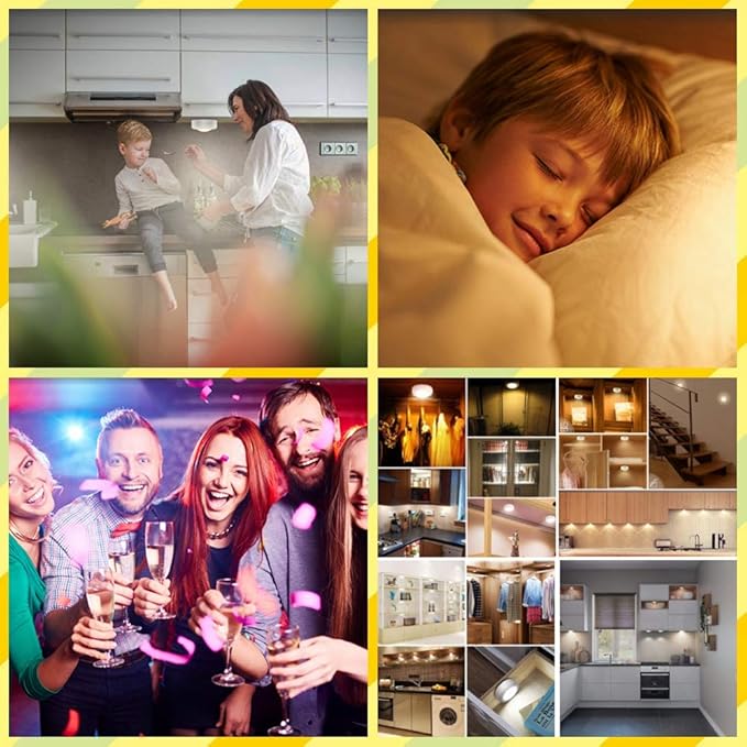 LED Puck Lights with Wireless Remote, 13 Colors RGB Dimmable Under Cabinet Lights, Battery Powered Color Changing Lights, Party Atmosphere Light for Kitchen Closet Counter, 3 Pack