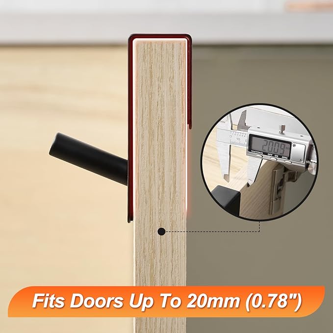 ARTOYS Over The Door Hooks (4 Pack) - Heavy Duty 20mm Wide Hangers for Thick Doors, Holds 50Lbs - EVA Foam Padded No-Scratch Hooks for Cabinets & Closets, Black