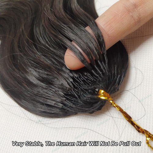 RHEANNA Feather Crochet Human Hair Extensions Wet and Wavy Knotless Pre-Separated Crochet Hair Extensions Human Hair With String In The Middle Braid 18inch 60g
