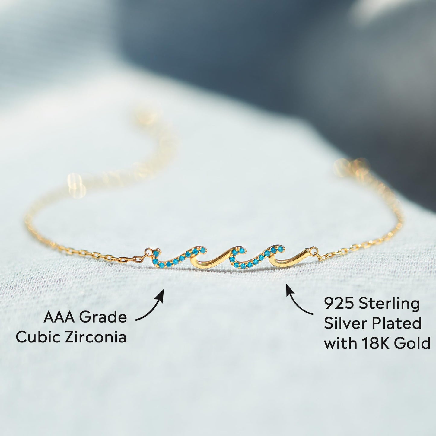 STORYJEWELLERY Birthday Gifts for Women, 30th 40th 50th 60th 70th 80th Birthday Gifts for Women, Birthday Gifts for Friend Daughter Mom and Sister, 925 Sterling Silver Wave Bracelet
