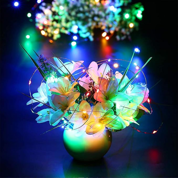 RUICHEN 20 Ft 120 LED USB Fairy String Lights with On/Off Switch, Waterproof Copper Wire Lights for Bedroom Wall Ceiling Wreath Christmas Easter Wedding Party, Multicolor, 2 Pack