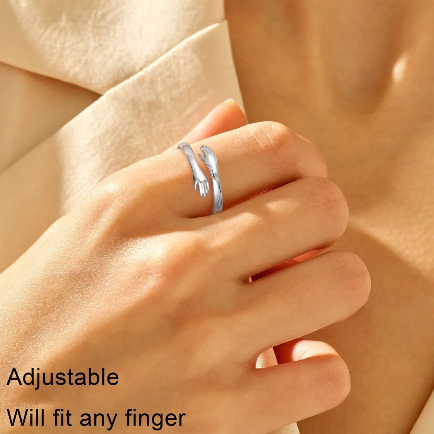 Yesteel Sterling Silver Hug Rings Jewelry for Teen Girls Kids, Inspirational Gifts for Teen Girls Kids Gifts for Teenage Girl, Valentines Birthday Day Gift for Girl Daughter