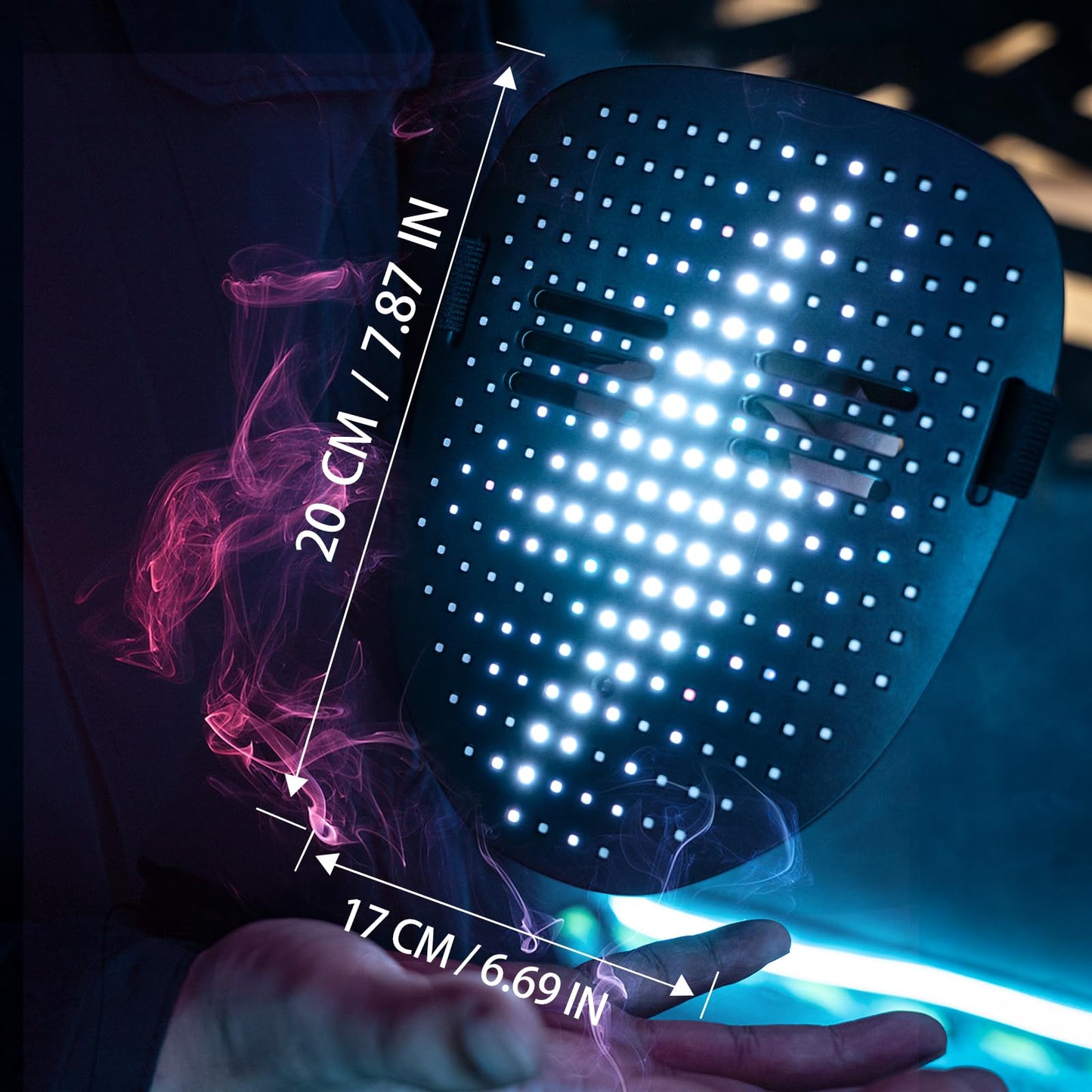 MOYACA Led Mask with Gesture Sensing, Light up mask with 50 Pattern Display for Men/Women LED Halloween Mask for Costume Cosplay Party Indoor and Outdoor