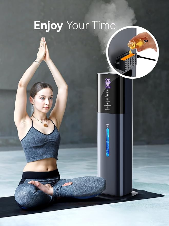 Humidifiers for Bedroom, 2.11Gal 8L Quiet Humidifiers for Large Room with Timer, 360°Nozzle, 3 Speed Ultrasonic Cool Mist Humidifier with Humidistat for Baby, Customize humidity for Home Adults Plants