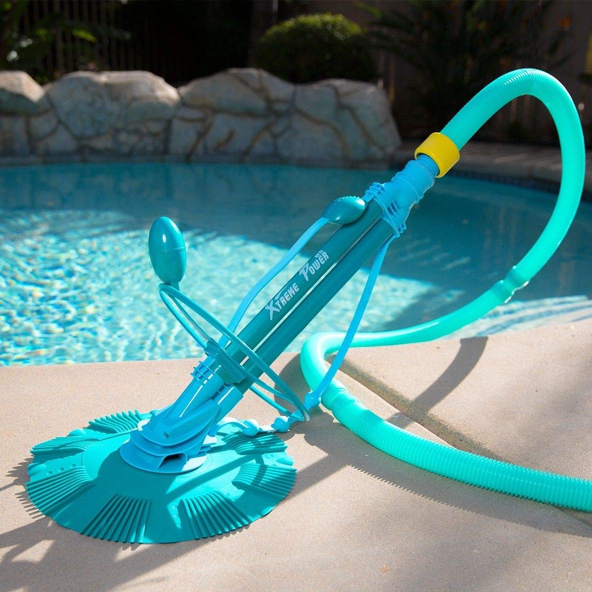 XtremepowerUS Automatic Pool Cleaner Sweeper Vacuum Pool Cleaner Sweep High Flow Side Suction Wall Climb In-Ground/Above Ground Swimming Pool with Hose Suction Set (Blue)