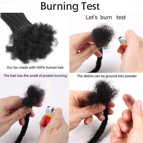 8 Inch 30 Strands Curly Wave Loc Extensions Human Hair, 0.6cm Dreadlock Extensions Human Hair for Women Men Kids Full Handmade Permanent Dreads Locs Natural Black