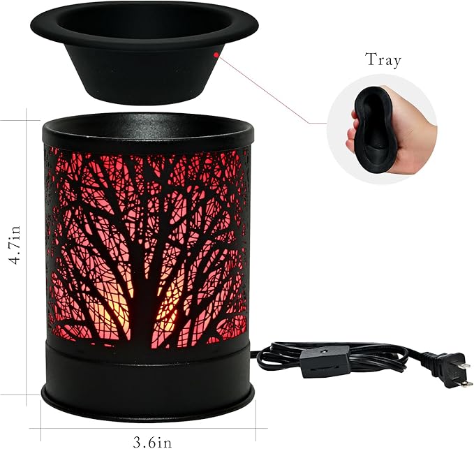 ASAWASA Metal Candle Wax Warmer,Wax Melt Warmer Candle Burner and Wax Melter with 7 Colorful Changing Lights & 1 Silicone Dishes for Office Home Decor(Colorful Tree)