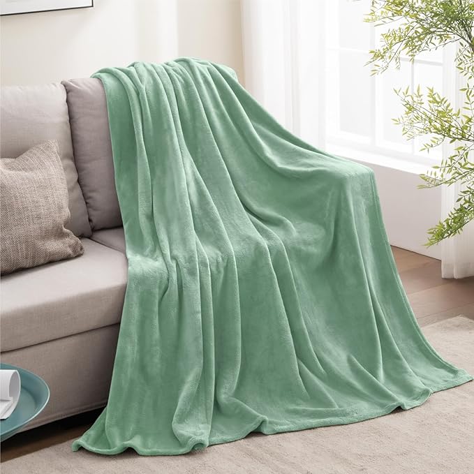BEDELITE Fleece Blanket Dusty Green Throw Blankets for Couch & Bed, Luxury Plush Cozy Fuzzy Blanket 50" x 60", Super Soft Warm Lightweight Throw Blanket for Travel Camping