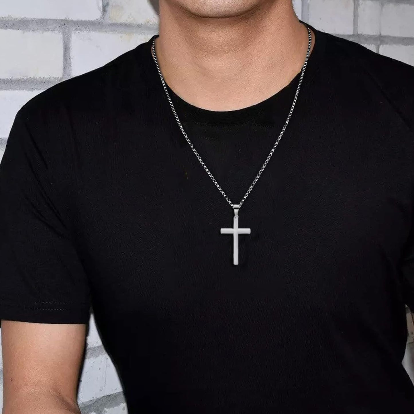 EPIRORA Cross Necklace Gifts for Grandson from Grandma Grandpa, Stainless Steel Cross Necklace Cuban Chain Pendant Necklace for Men Boys, Birthday Christmas Presents Best To My Grandson Gifts