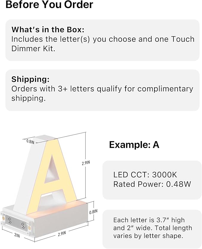 LED Magnetic Number 5, H 3.7" Light with Touch Control, White, Dimmable, Warm White 3000K