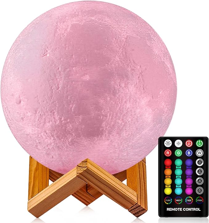 GDPETS Moon Lamp Moon Night Light,16 Colors Moon Light with Stand & Remote &Touch Control and USB Rechargeable Decorative Lamp for Girls Kids Christmas Party Gift（6 Inch