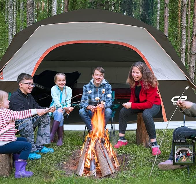 CAMPROS CP Tents for Camping 6 Person Waterproof Windproof Double Layer Family Camping Tent, Easy Setup Dome Tent with Large Mesh Windows & Wider Door for Outdoor Camping & Hiking