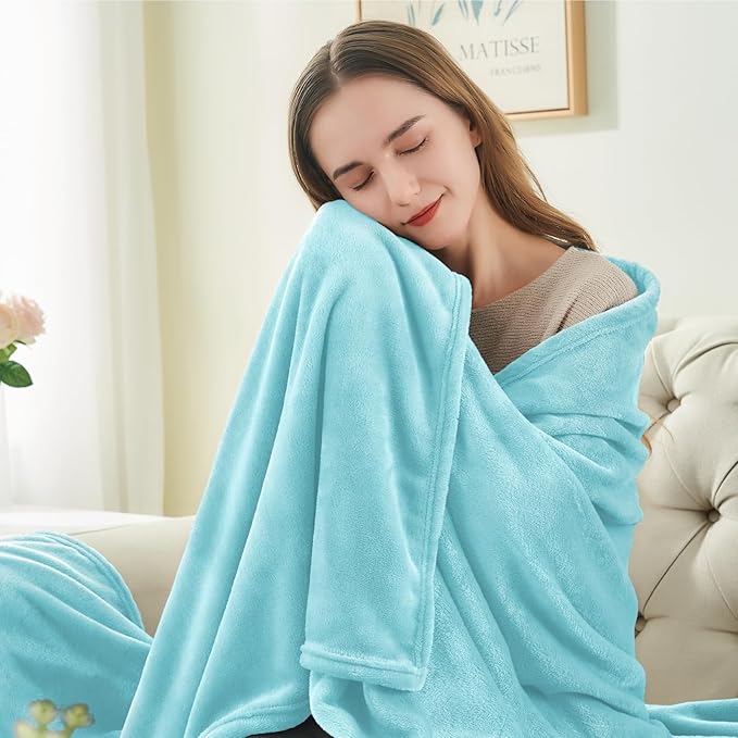 BEDELITE Fleece Blanket Light Blue Throw Blankets for Couch & Bed, Luxury Plush Cozy Fuzzy Blanket 50" x 60", Super Soft Warm Lightweight Throw Blanket for Travel Camping