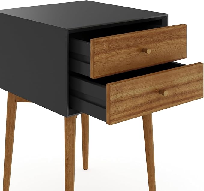 Nathan James Harper Modern Nightstand Side Accent or End Table with Storage Drawer, 1, Black/Brown