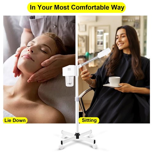 HeavenBird Stand Professional Ozone Facial Steamer with Touch Control, Detachable, Adjustable Height & Rolling Base, 360° Rotatable Nozzle, Hot Mist Function, Use for Home, Salon SPA