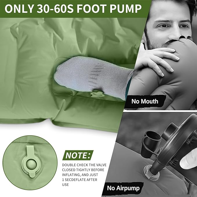 78in x 29in x 5in Camping Sleeping Pad, Upgraded Durable Waterproof Compact Traveling Air Mattress, Built-in Foot Pump, Ultralight Inflatable Sleeping Mat for Backpacking, Hiking