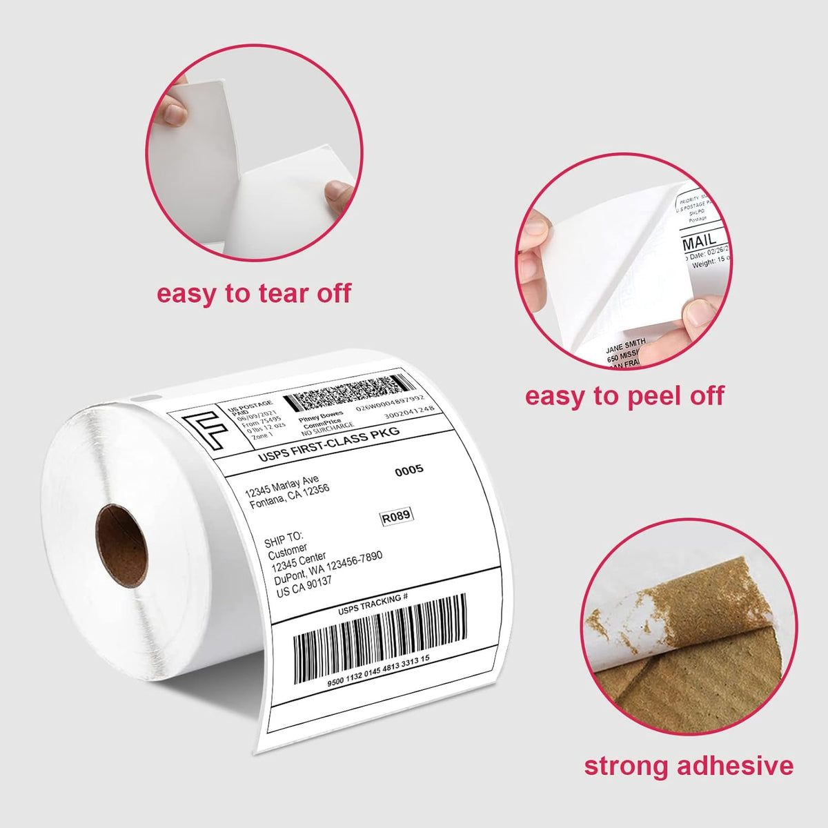 4" x 6" Thermal Shipping Labels, 880 Labels (4 Rolls), Compatible with Dymo LabelWriter 4XL, Water & Grease Resistant, BPA Free