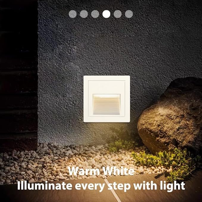 120V Indoor Outdoor Step Lights, Indoor LED Stair Lights Warm White 3000K, Waterproof Recessed Wall Lights for Stair, Bedroom, Kitchen, Balcony, Hallway, Aluminum, 8Pack