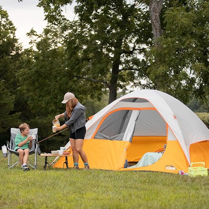 CORE Tent for Family Camping, Hiking and Backpacking | 3 Person / 4 Person / 6 Person / 9 Person Person Dome Camp Tents with Included Tent Gear Loft for Outdoor Accessories