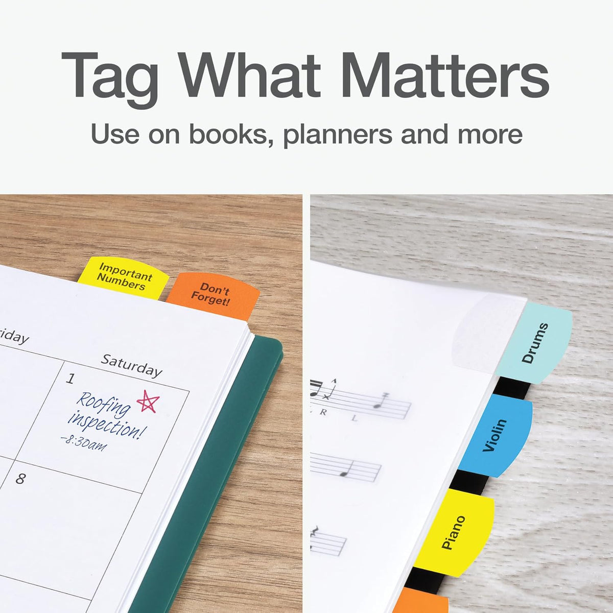 Redi-Tag Laser Printable Tabs, Permanent Index Tabs, Customizable Adhesive Labels, 5 Assorted Colors: Yellow, Red, Blue, Green, Orange, 1.125" x 1.25", 375 Per Pack (B39020)