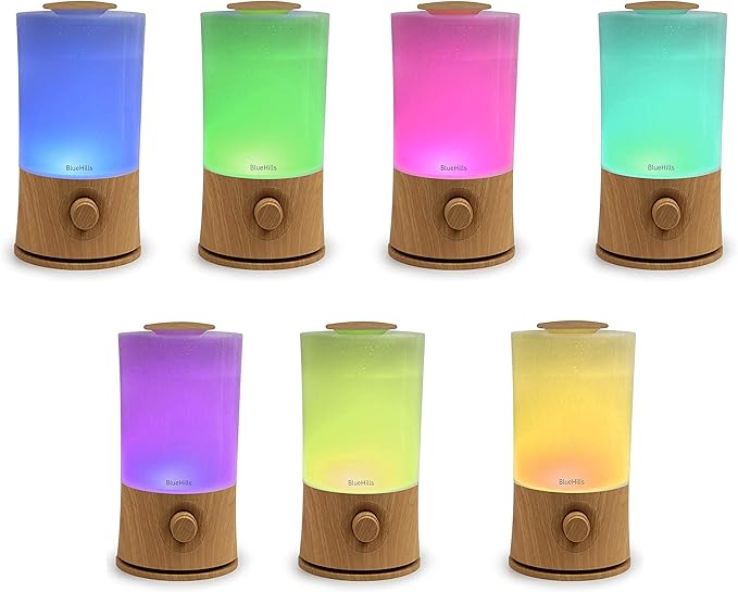 BlueHills Premium Large 2000 ML, 2500 ML, and 2000 ML XL Essential Oil Diffusers Humidifier Combo Set of 3 for Large Room Home with Décor LED Lights Great Gift – Wood Grain and White Diffuser.
