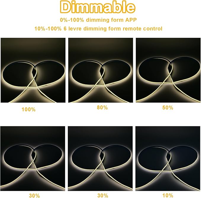 White COB LED Strip Light 16.5ft, 4000K Neutral White Dimmable LED Light Strip, APP & Remote Control, High Density Dotless LED Strip for Room, Living Room, TV Backlight, Under Cabinet, Bed
