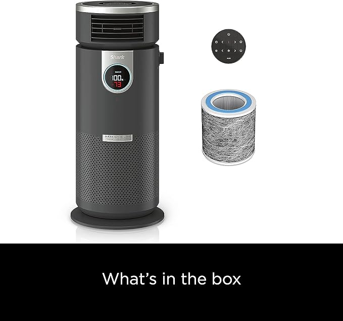 Shark 3 in 1 Air Purifiers for Home, Bedroom, or Office with HEPA Filter, Small Space Heater and Fan Combo, Filters Smoke, Covers up to 500 Sq Ft, Clean Sense Technology, Heat, Cool and Purify, HC452