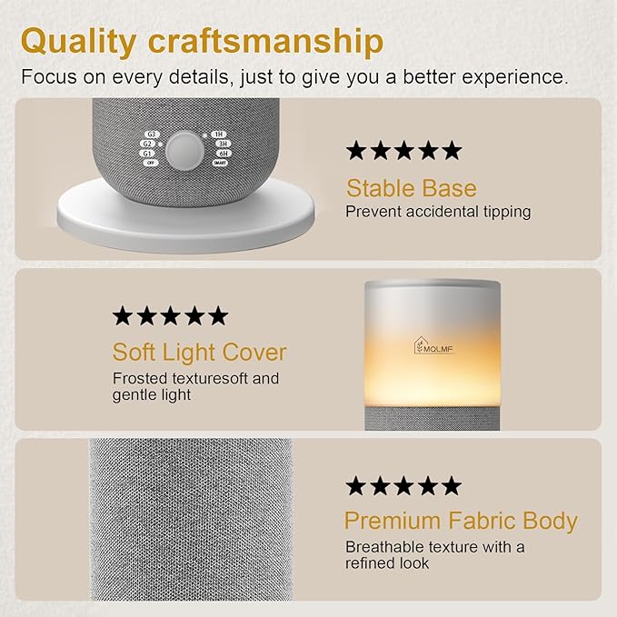Hotel Collection Diffuser Machine,Fabric-Wrapped Design,Candlelight Atmosphere Lamp,Whisper-Quiet,1000 Sq Ft,Scent Waterless Essential Oil Diffuser,Scent Air Machine Home - Grey