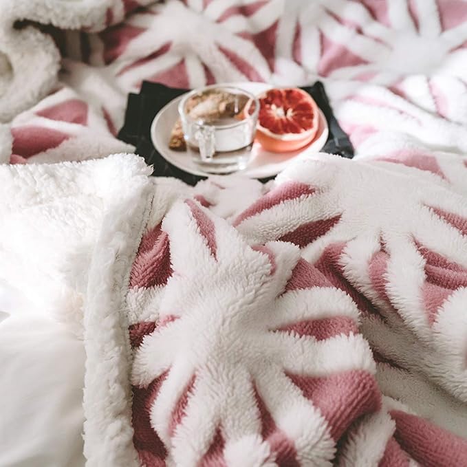 LOMAO Sherpa Fleece Blanket 71x80 Fuzzy Soft Throw Blanket Dual Sided Blanket for Couch Sofa Bed (Pink, 71''x80'')