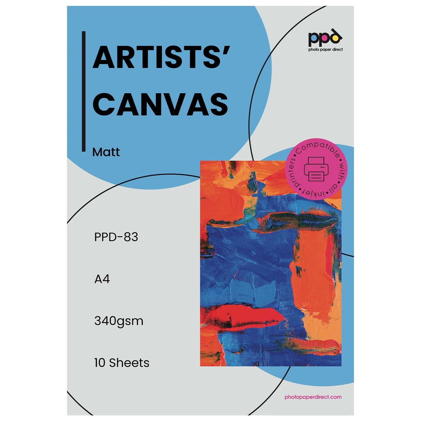 PPD Printable Fabric Sheets, Canvas Paper for Inkjet Printer, 8.5x11" Photo Fabric Printer Sheets, Print on 100% Real Cotton, Matte Finish, No Watermark, 340 gsm 125 lbs (10 Sheets)