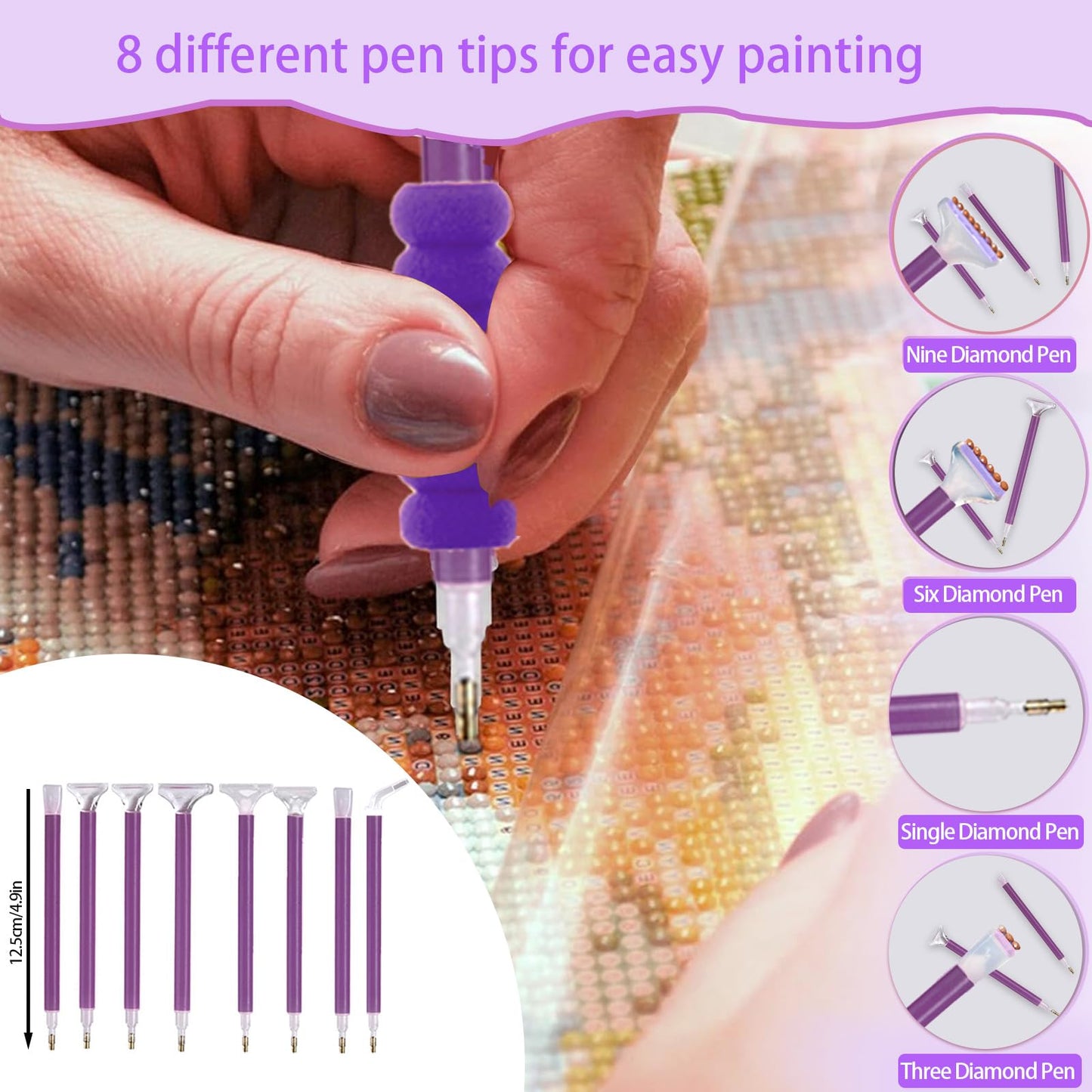 DNSGOOR 186Pcs All Inclusive Diamond Art Accessories Kit Diamond Painting A4 LED Light Pad Set with Diamond Art Sealer Glue Stand Storage Case Pens 5D Painting Tools for DIY Drill Craft
