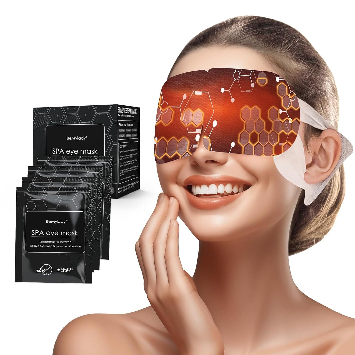 21 Pack Steam Eye Mask for Dry Eyes, Eye Mask Warm Compress Graphene 45Mins, Moist Heated Eye Masks for Relaxe Deep Eye Muscle Dark Circles Puffiness Eye Bag, Travel Portable Business Office