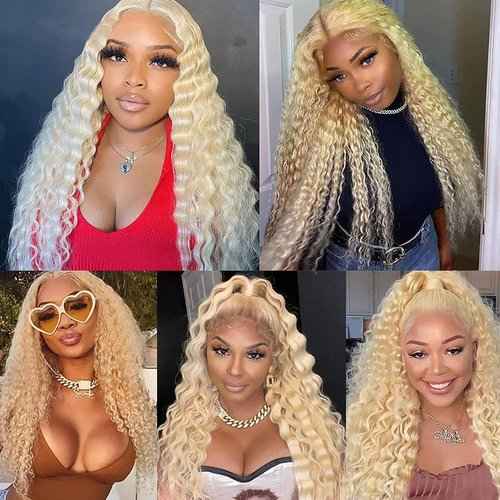 Condescension Human Hair Bundles 20 22 24 Inch Blonde 613 Deep Wave Bundles Human Hair Unprocessed Brazilian Virgin Quick Weave Hair for Black Women
