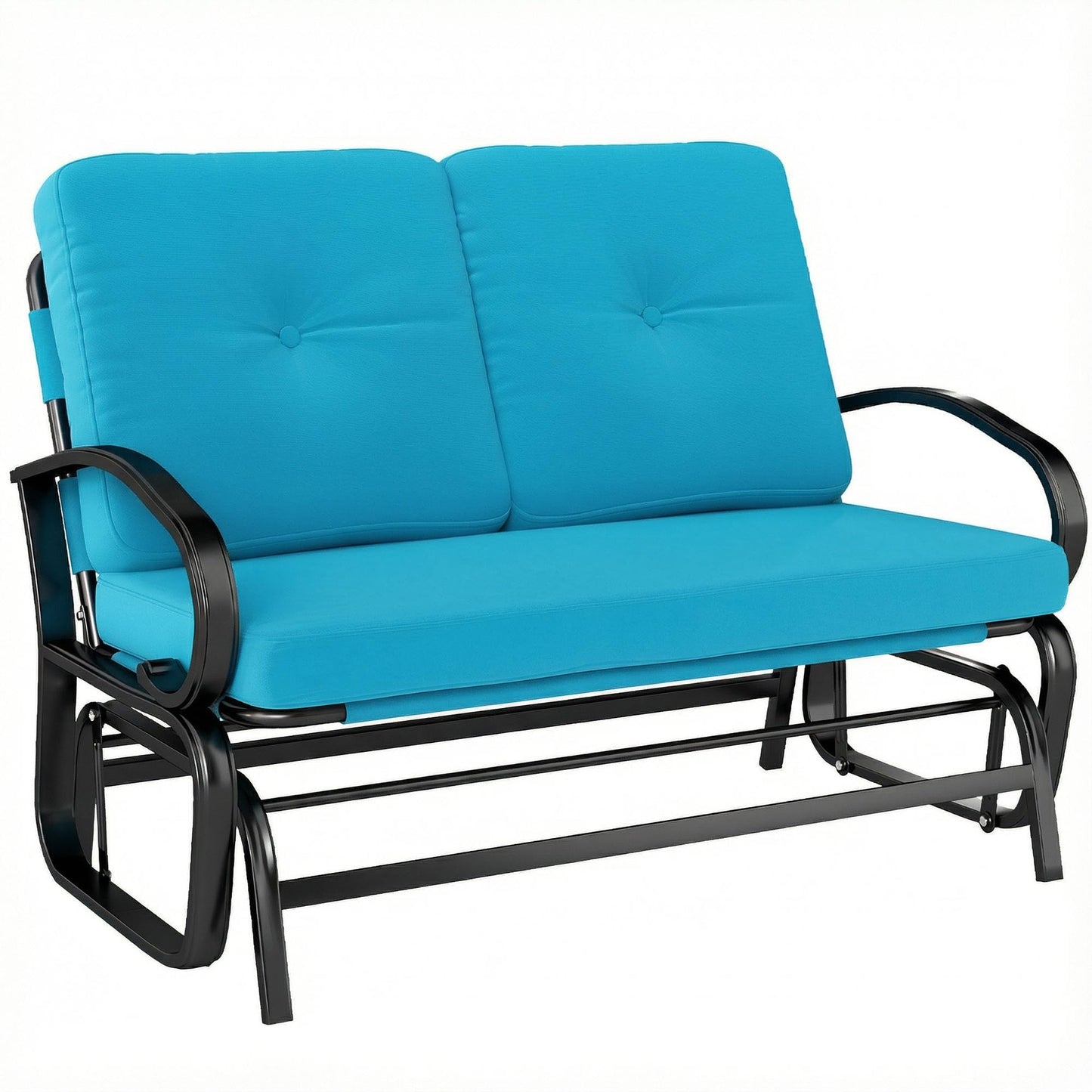 Outsunny Outdoor Glider Bench, 2-Person Patio Rocker Loveseat with Tufted Cushions, Steel Frame for Porch, Garden Backyard, Blue