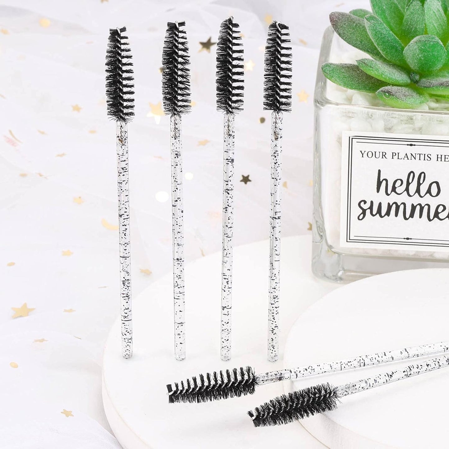 Tbestmax 300 Disposable Mascara Wands Spoolies Eye Lash Brush for Eyebrow/Eyelash Extension Black