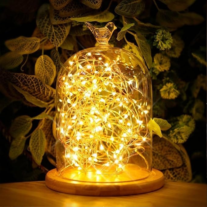 RUICHEN Plug in Fairy Lights with Switch, Waterproof 66 Ft 200 LED Silver Wire Starry String Firefly Lights for Bedroom, Patio, Garden, Balcony, Dorm, Warm White
