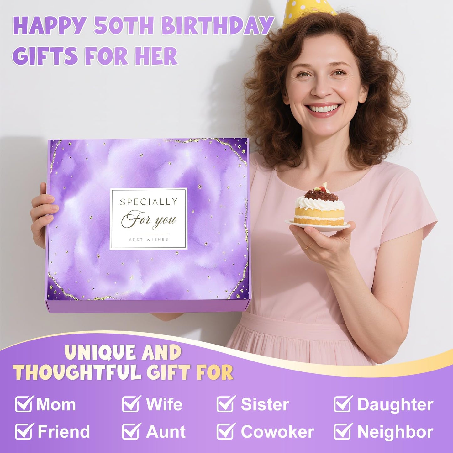 50th Birthday Gifts for Women Her, Funny Birthday Gifts for 50 Year Old Woman, Unique 50 Fabulous 1975 Tote Bag Set, Happy 50th BirthdayGift Basket for Her Mom Sister Friend Wife
