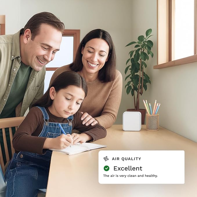 Smart Sensor for Air Quality Monitor, AC Control CO, WiFi Quality, Energy Savings Monitoring | Ideal for Airbnb, Homes & Offices | Tracks Temp, Humidity, Smoke, Noise & More | Version 2.O
