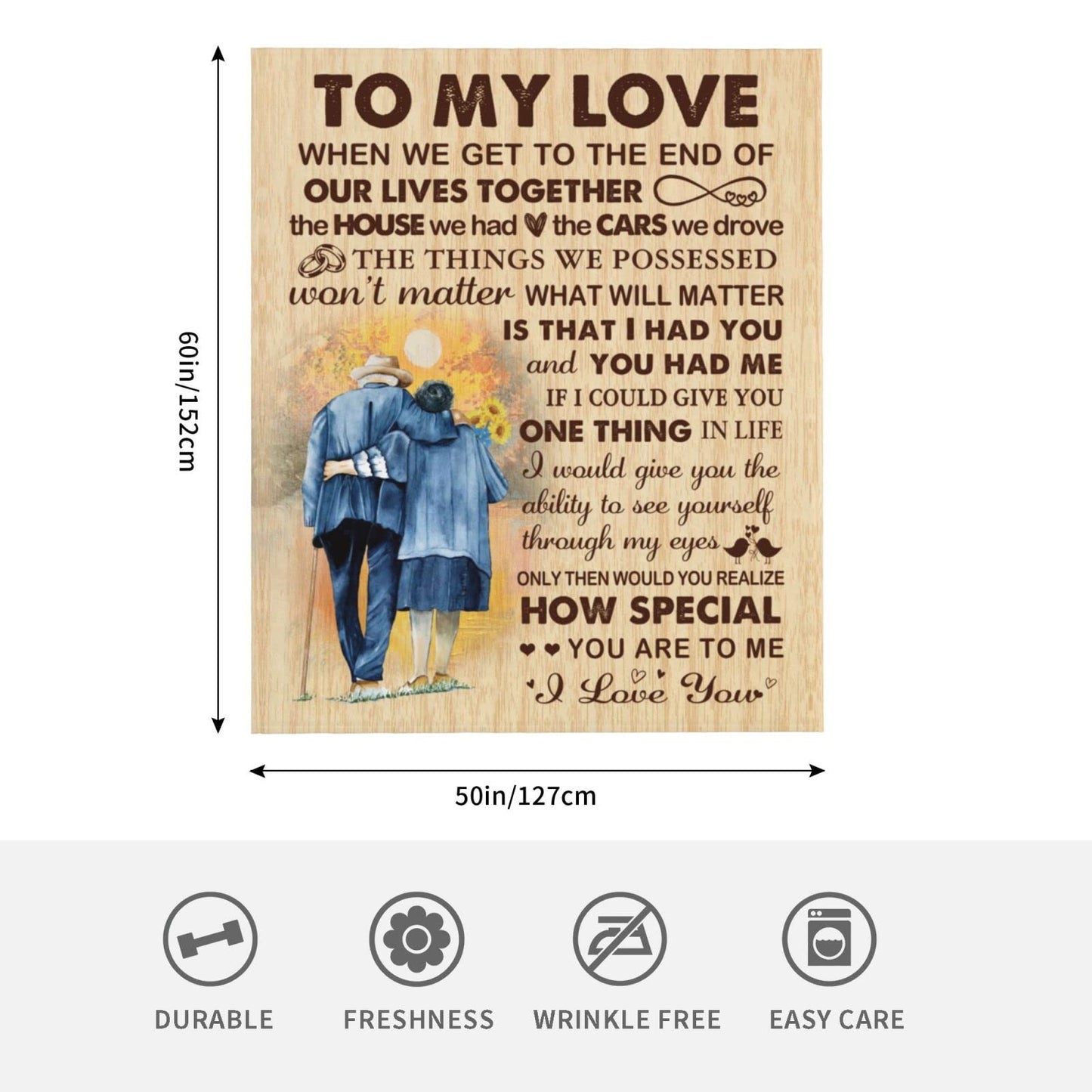 noilfasiki Fathers Day Anniversary Birthday Gifts for Him Her Romantic I Love You to My Love Blanket Mothers Valentines Present Ideas for Wife Husband Bed Throw Blanket 60"x50"