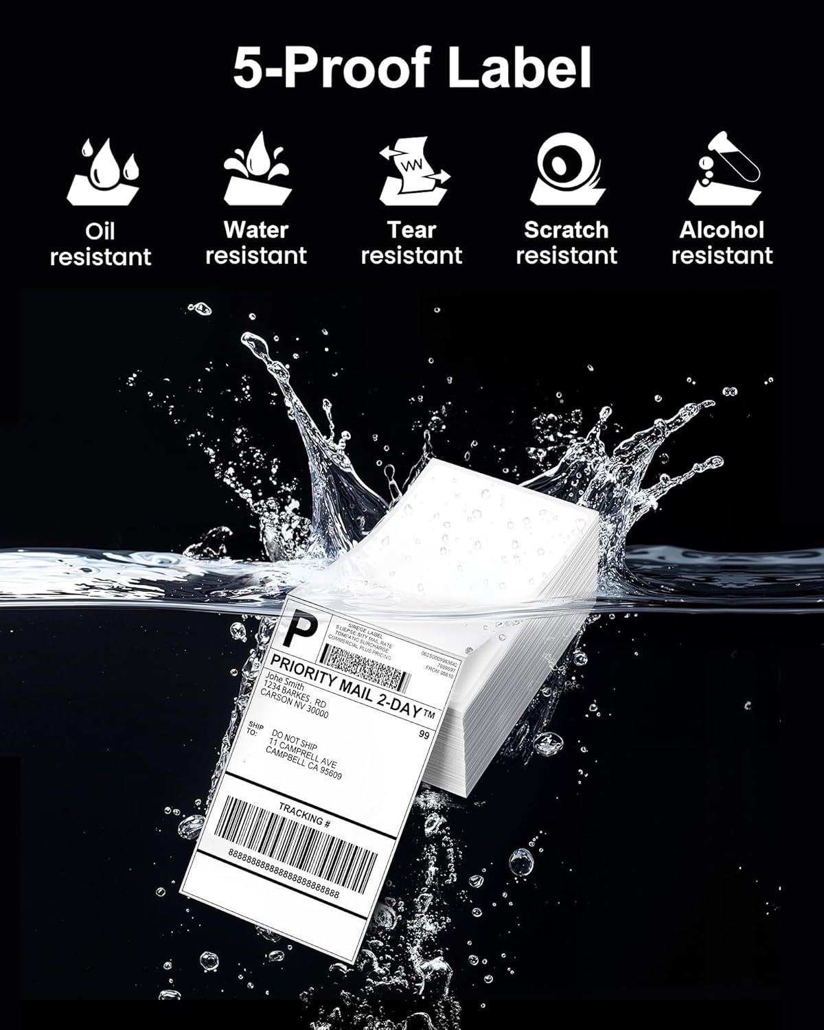 Phomemo 4x6 Thermal Labels for Shipping Label Printer - 500PCS Blue Mailing Labels - 4x6 Direct Thermal Label Fanfold Compatible with Rollo,MUNBYN,JADENS,POLONO,Nelko - Water/Oilproof - NO BPA/BPS