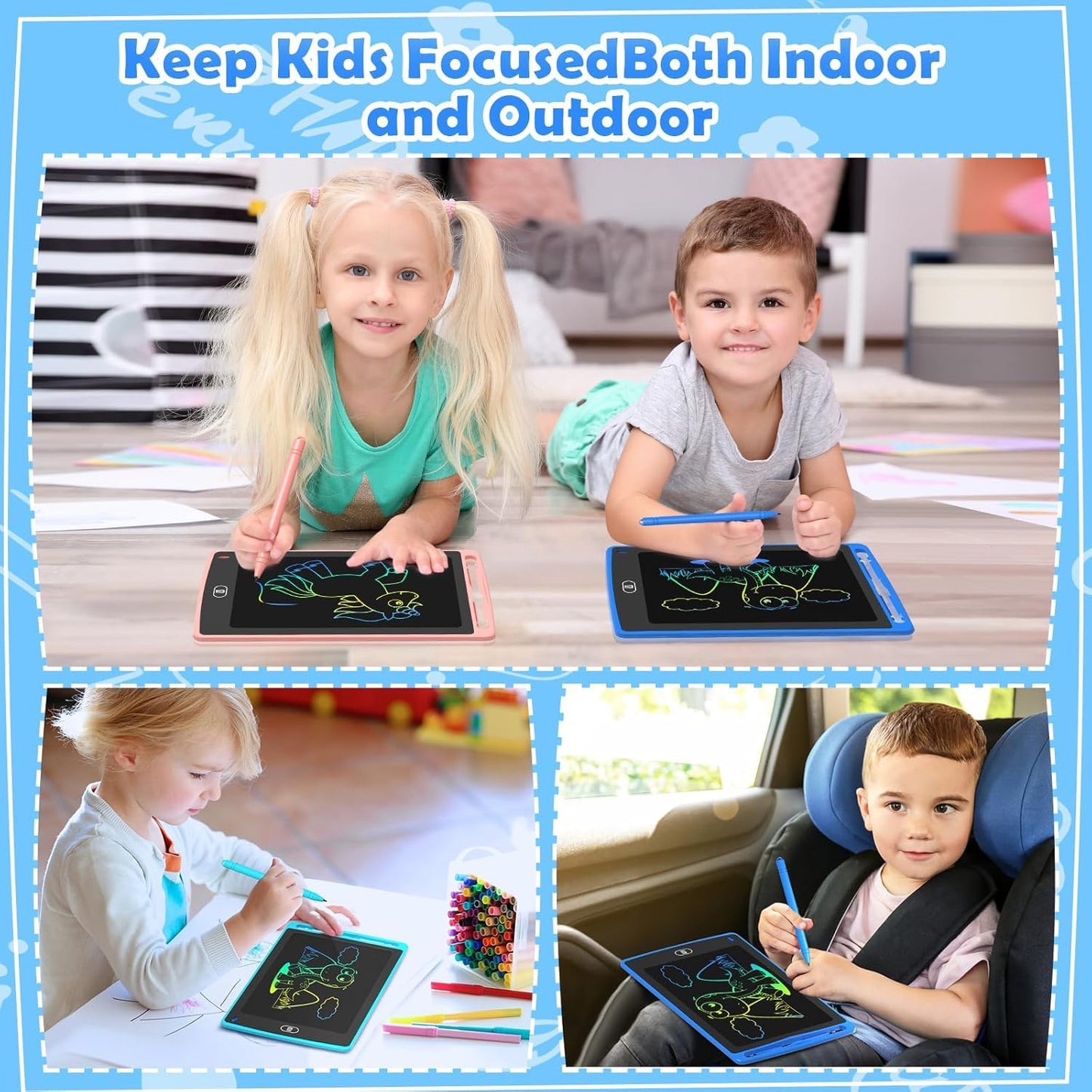 12 Pack LCD Writing Tablet for Kids, 8.5 Inch Colorful Doodle Board Drawing Tablet, Erasable Doodle Pad for Toddlers, Educational Learning Toys Birthday Gifts for Boys Girls Age 3 4 5 6 7 8