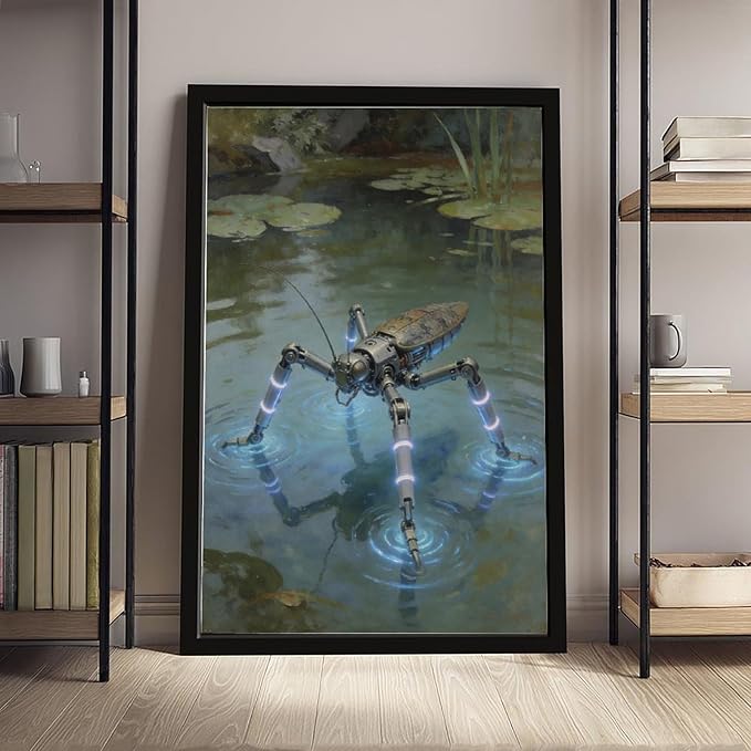 Framed Modern Sci Fi Wall Art for Living Room And Studio Futuristic Minimalist Decor 12x18in