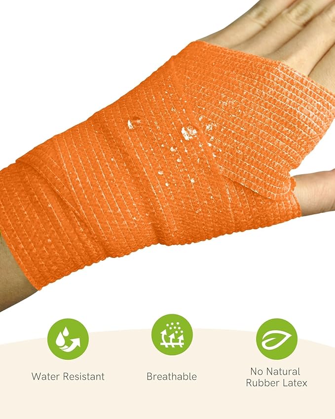 FriCARE Self Adhesive Bandage Wrap, Medical Tape in First Aid Kit, Cohesive Bandages for Wounds Sport Vet, FSA/HSA Eligible, 2 Inches X 5 Yards 12 Rolls, Rainbow