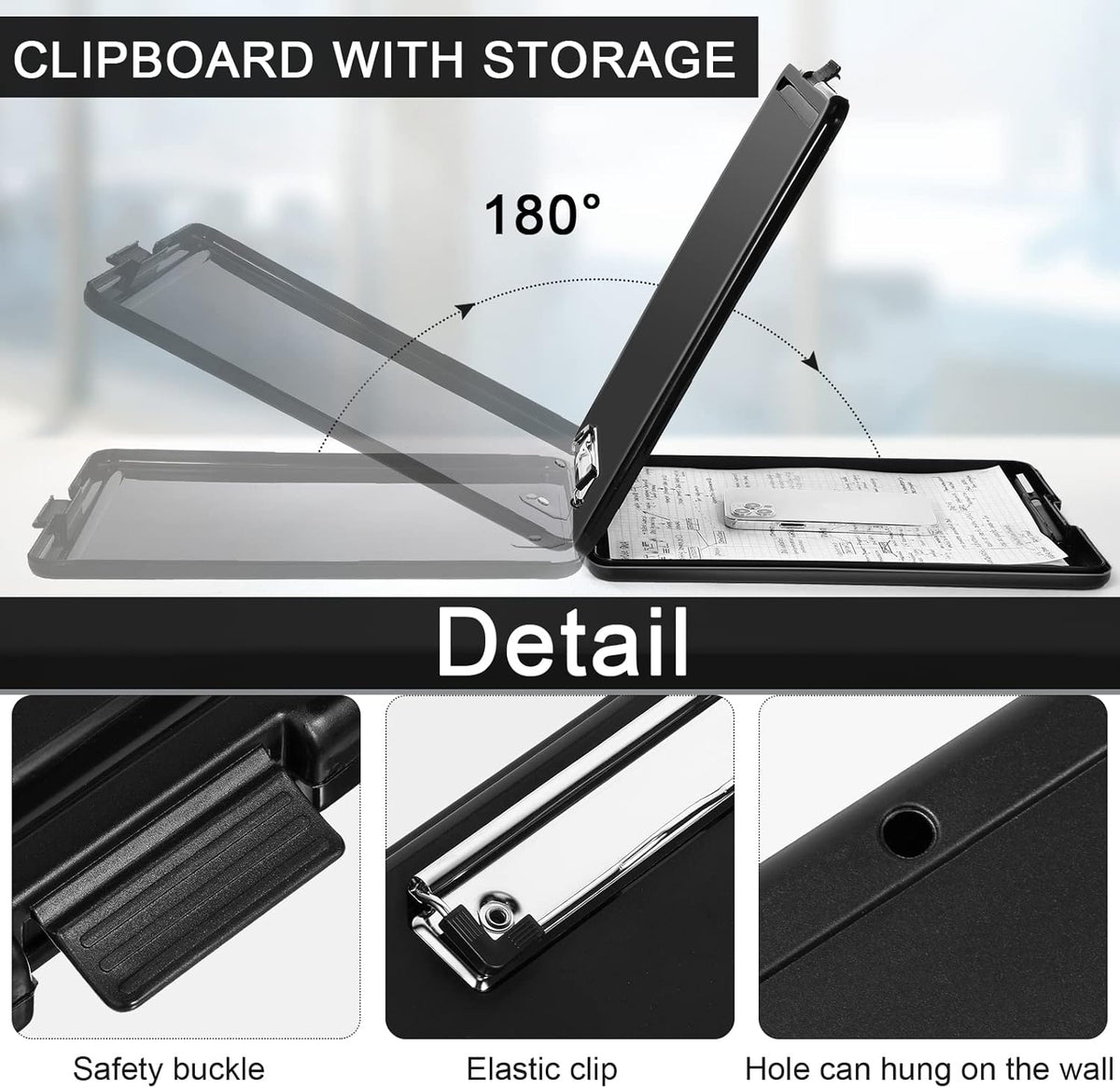 Geyee 8 Pcs Clipboard with Storage Plastic Foldable Nursing Clipboard Storage with Pen Holder 9. 5 x 13. 4 Inch Foldable Clip Board with Low Profile Clip for Student Teacher Nurse Office Supplies